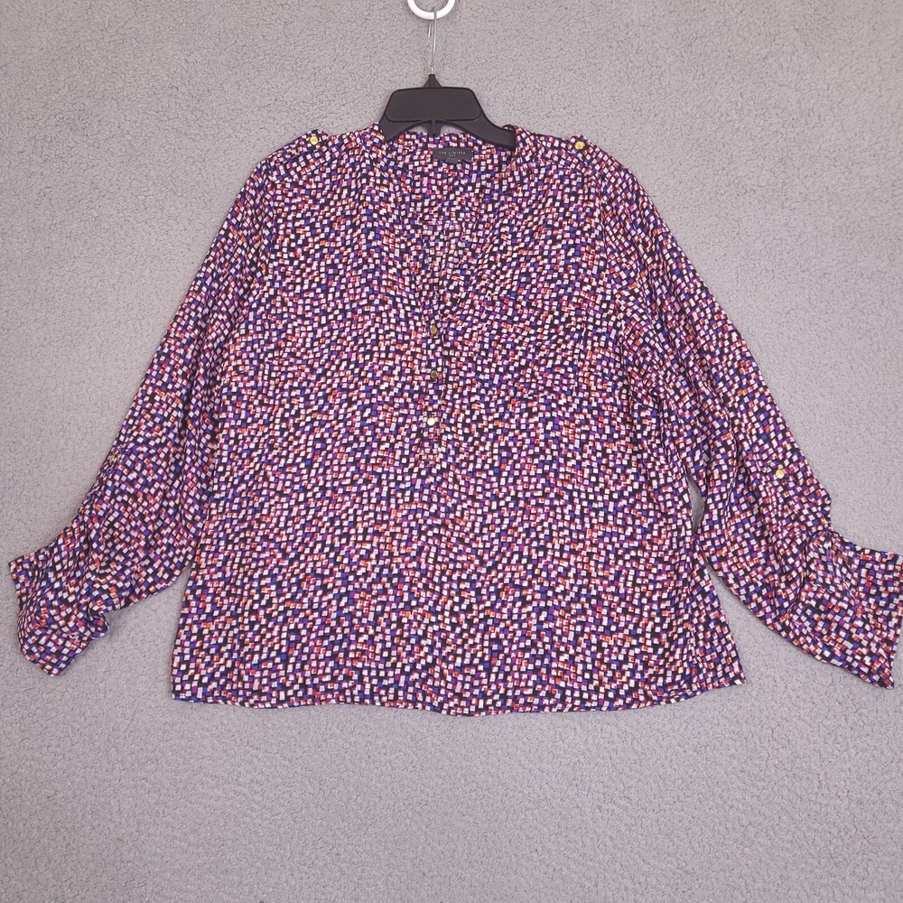 The Limited Tunic Womens XL Multicolor Geo Print‎ Long Sleeve V-Neck Top